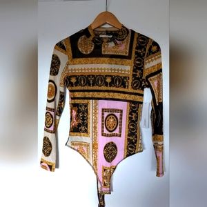 Bodysuit Long sleeve Round Neck Stretch